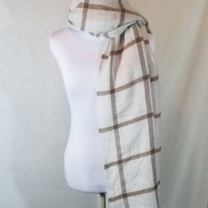 Sole Society Blanket Scarf Ivory Plaid NWT